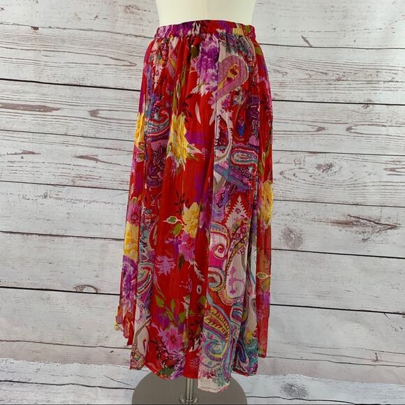 TravelSmith boho crinkle broom tiered maxi skirt - Picture 4 of 13